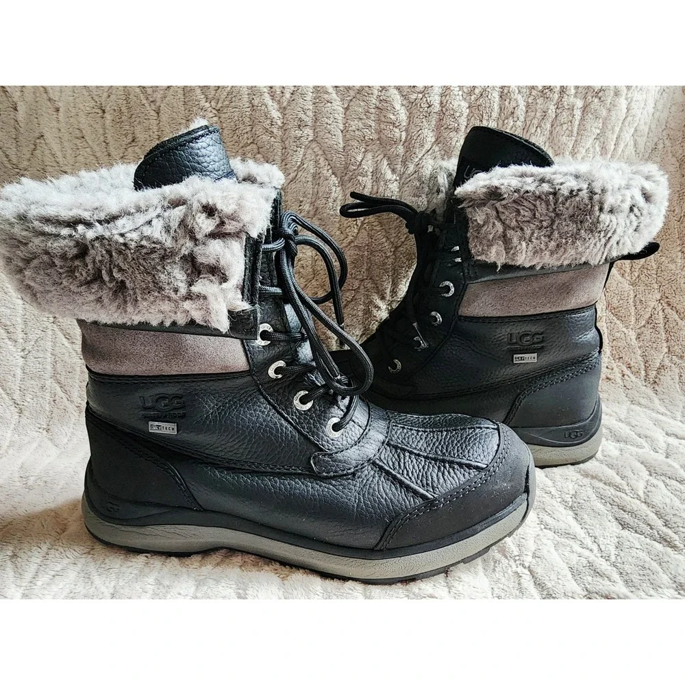 UGG Adirondack III Waterproof Black Grey Winter Boots Womens 8.5